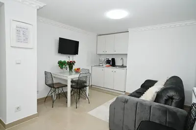 Küche/Küchenzeile in der Unterkunft Ferienwohnung & Aparts am Schloss Park