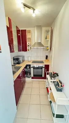 Küche/Küchenzeile in der Unterkunft Monteur & Messezimmer Ratingen-Duesseldorf