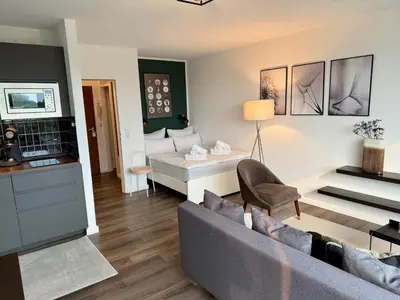 Küche/Küchenzeile in der Unterkunft BOSTEL 89 - Apartment, in der Altstadt, Klimaanlage, Aufzug
