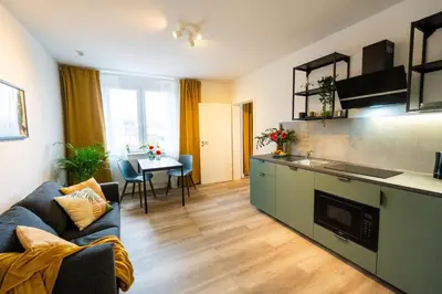 Küche/Küchenzeile in der Unterkunft BetterBeds Recklinghausen - Herten