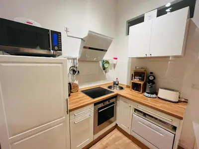 Küche/Küchenzeile in der Unterkunft Modernes City-Apartment mit Highspeed-WLAN & Top-Lage - Easy Stay Wuppertal
