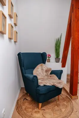 Ein Sitzbereich in der Unterkunft Central-Living blue - Netflix - WiFi