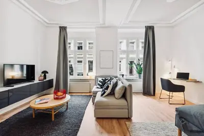 Ein Sitzbereich in der Unterkunft Wuppertaler Altbau-Traum Gutenberg - Nähe DUS & Dortmund & Köln & Essen